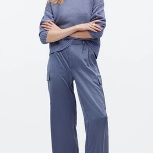 Madewell Blue Silk Cargo Pants